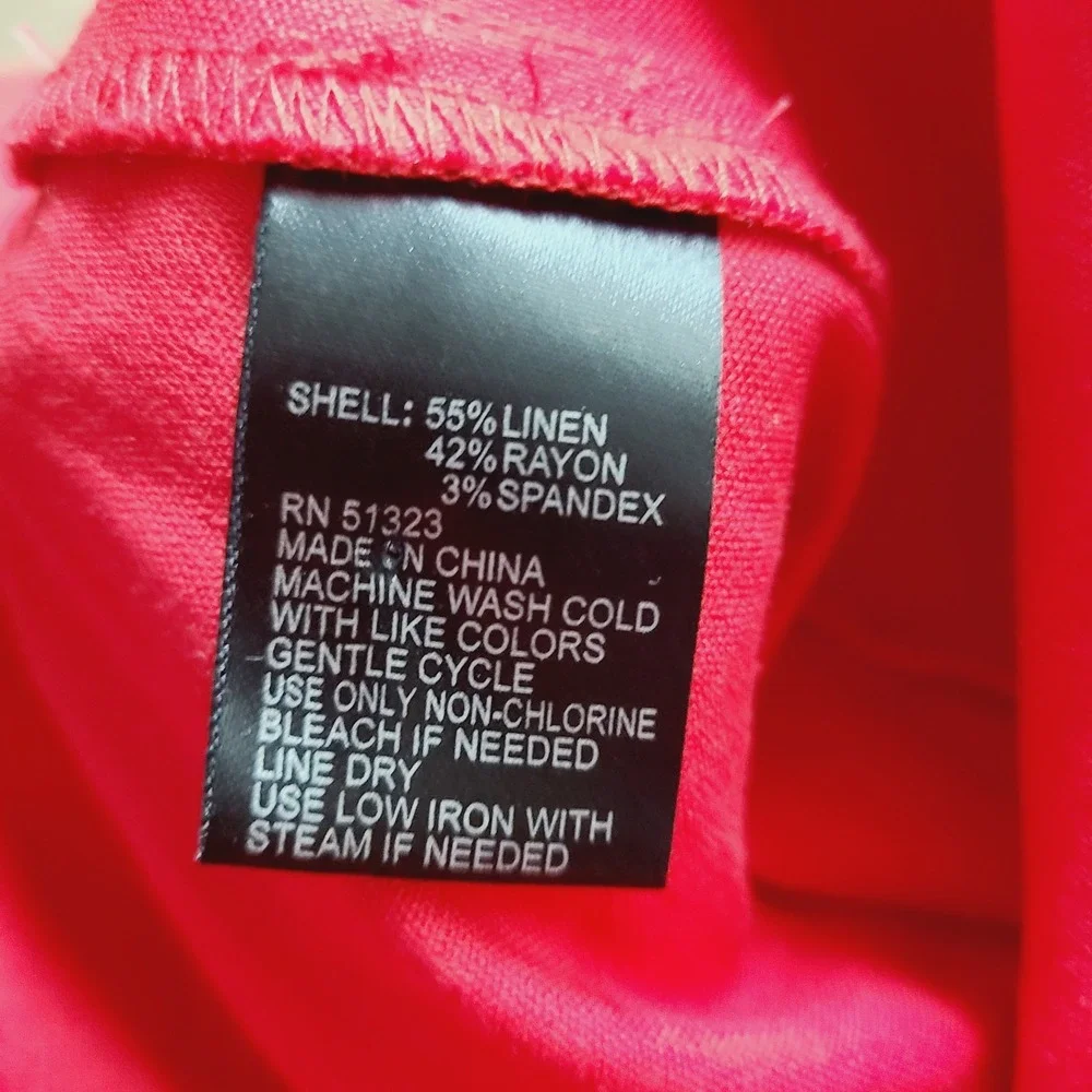 NEW Antonio Melani Red Linen Blend Midi Skirt Button‎ Front A-Line 2 Work Y2K